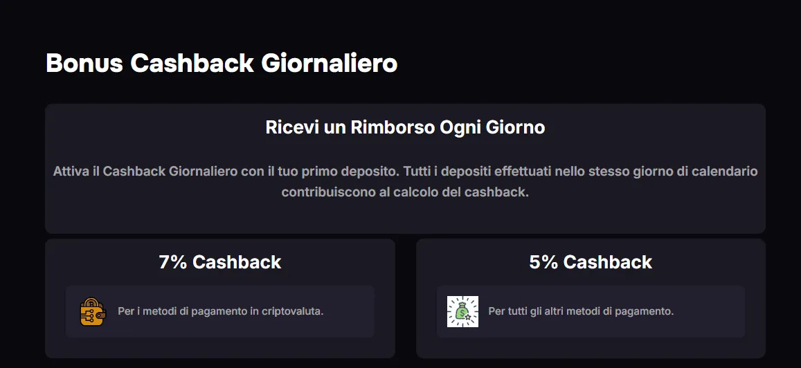 Bonus cashback giornaliero Verde